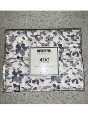 Home Basics 100% Cotton 400 Thread Count Printed Sheet Set - Queen